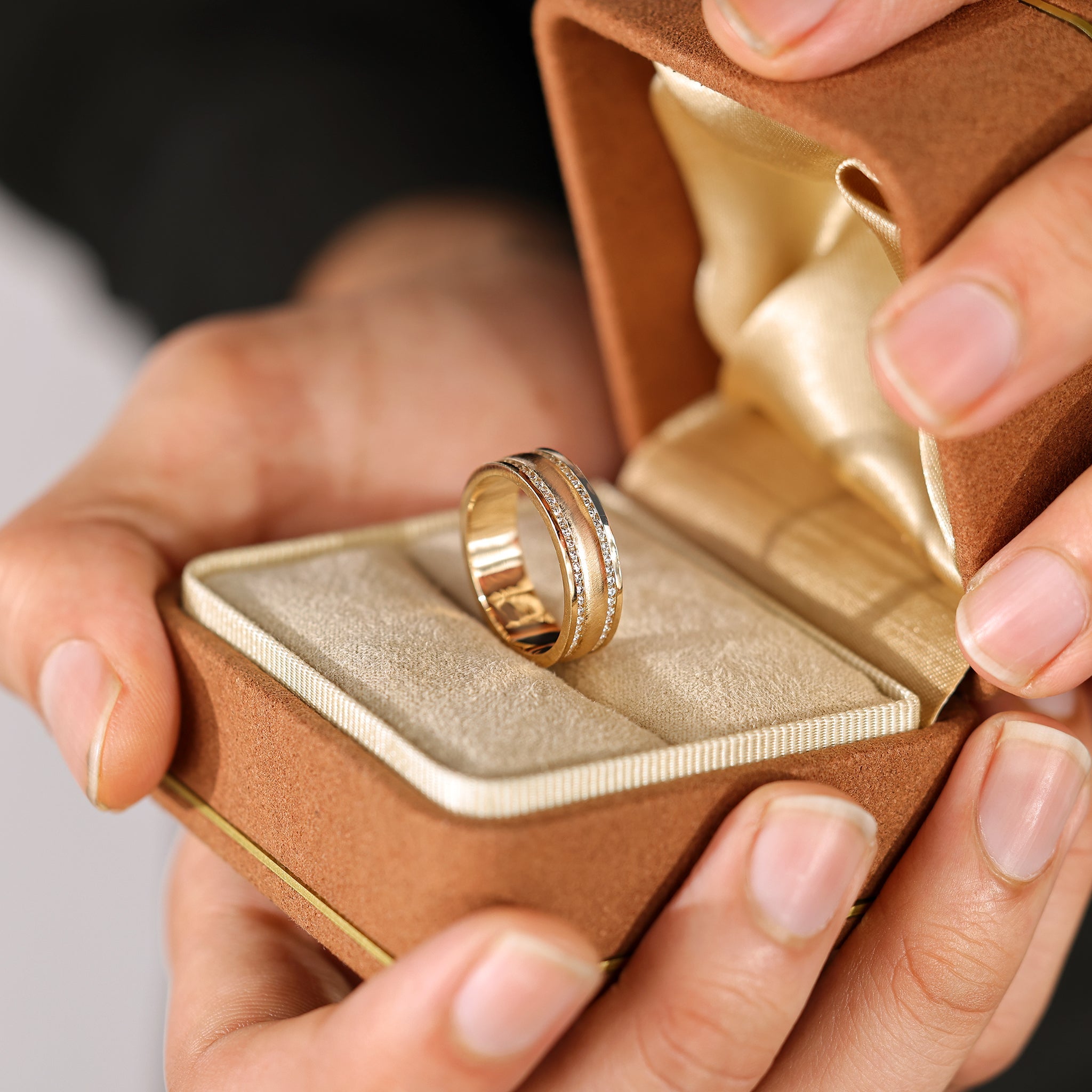 Men's Round Diamond Matte Finish Ring Secondary image