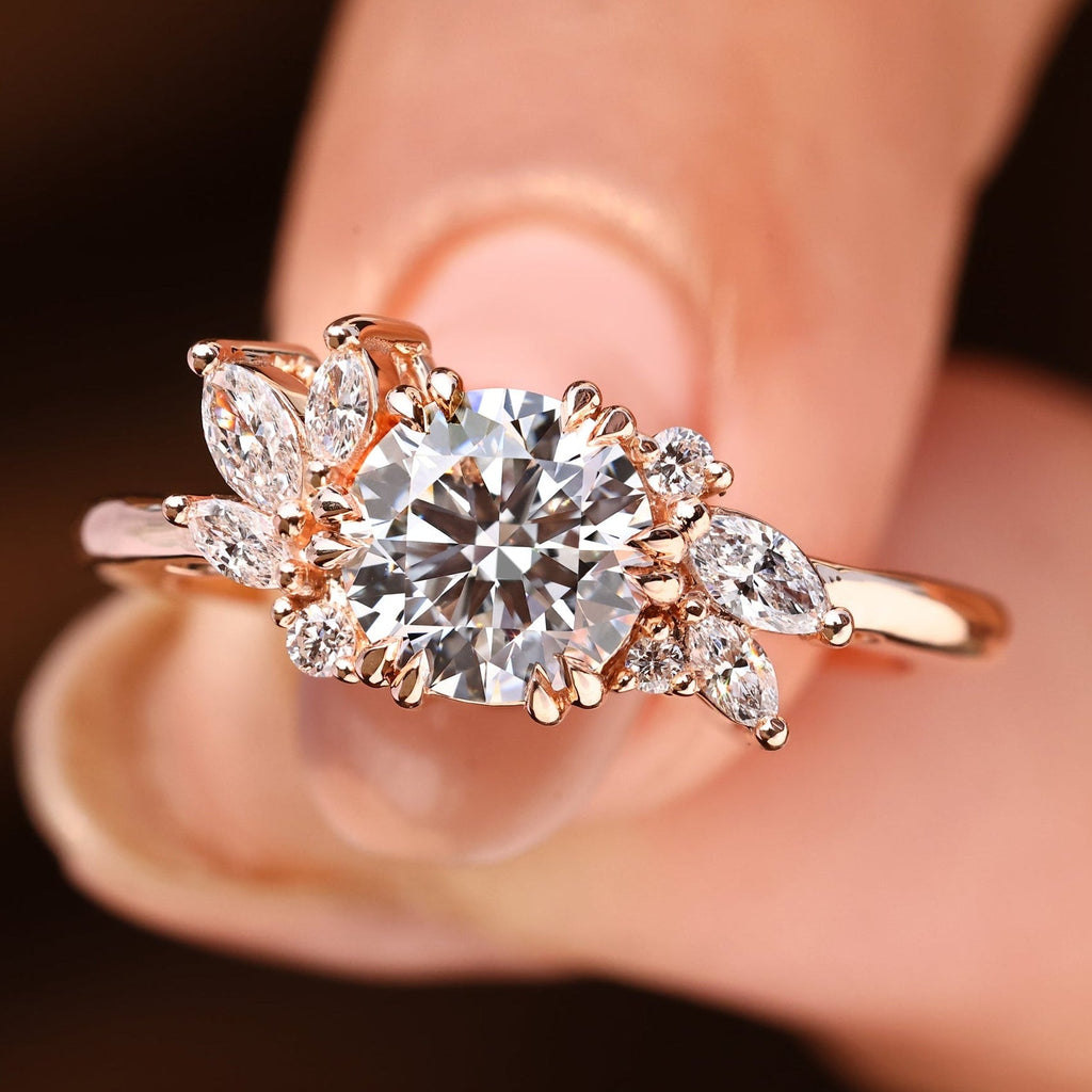 Cluster Setting Round Diamond Engagement Ring