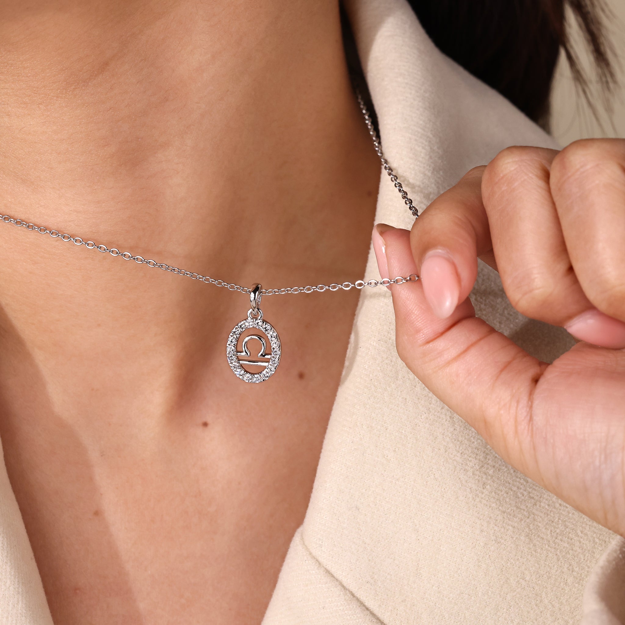 Halo Design Libra Pendant In White Gold