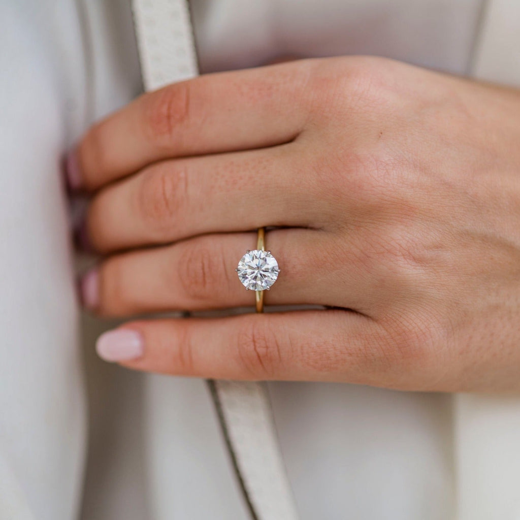 3.0 CT Round Cut Moissanite Solitaire Engagement Ring