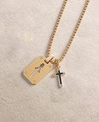 SHADOW DAGGER Gold Dog Tag Pendant