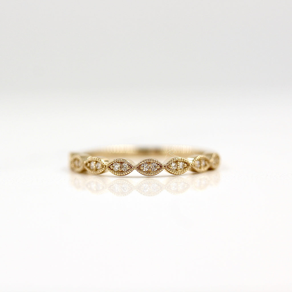 0.10 TCW Round Cut Milgrain Style Moissanite Wedding Band