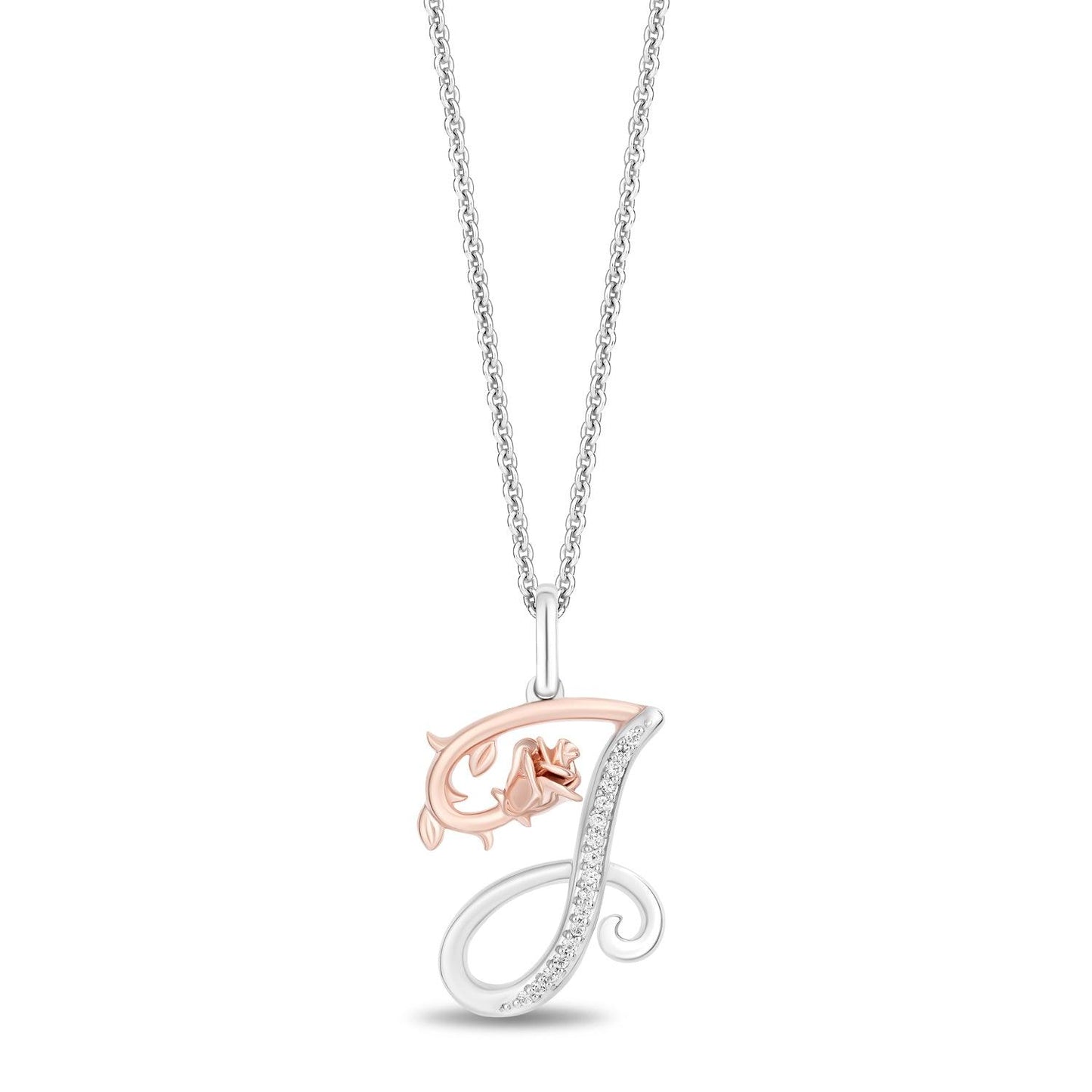 Enchanted Disney Fine Jewelry Diamonds Alphabet A to Z Belle Pendant Necklace