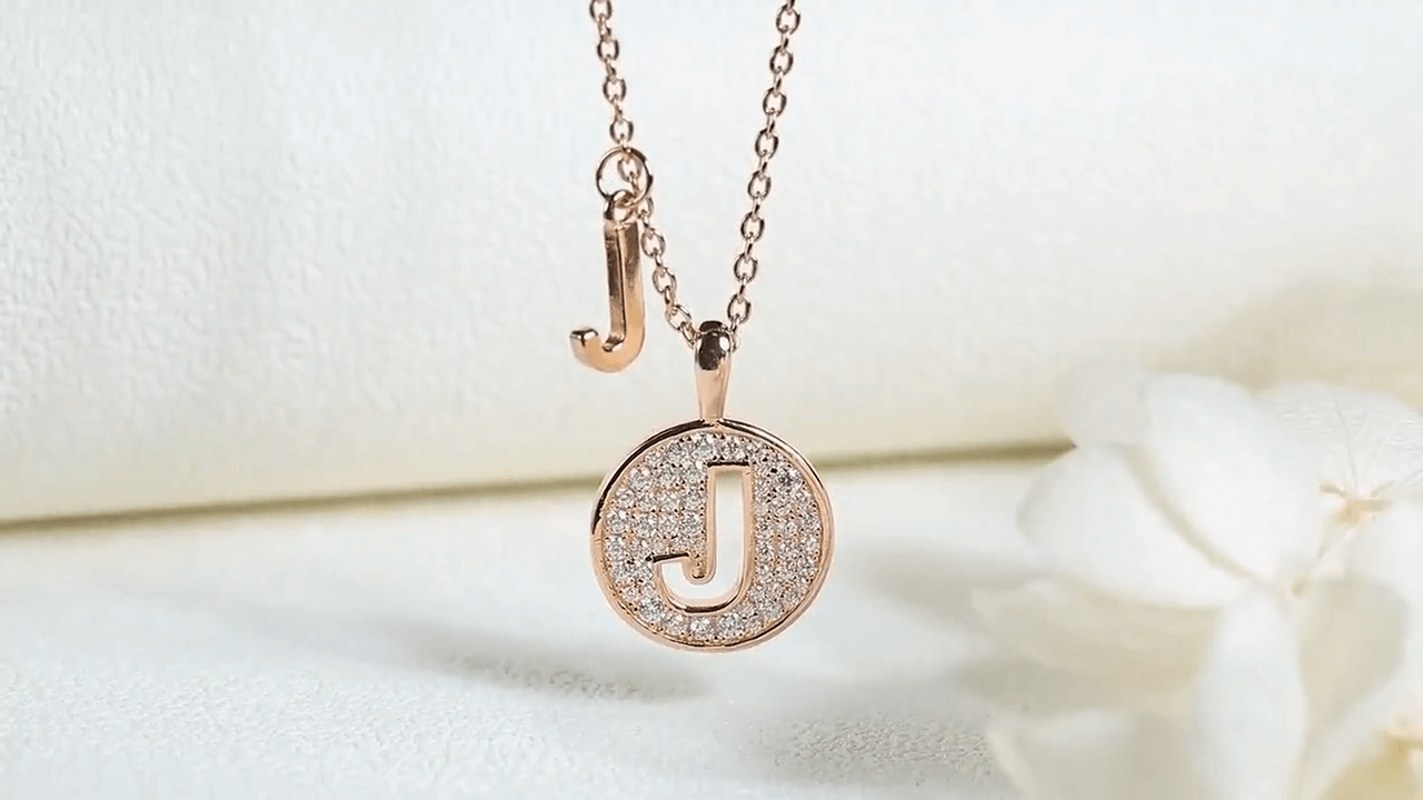 Personalized "J" latter diamond necklace