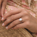 1.35 CT Round Cut Halo Style Moissanite Engagement Ring
