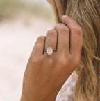 1.35 CT Round Cut Halo Style Moissanite Engagement Ring
