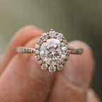 1.35 CT Round Cut Halo Style Moissanite Engagement Ring