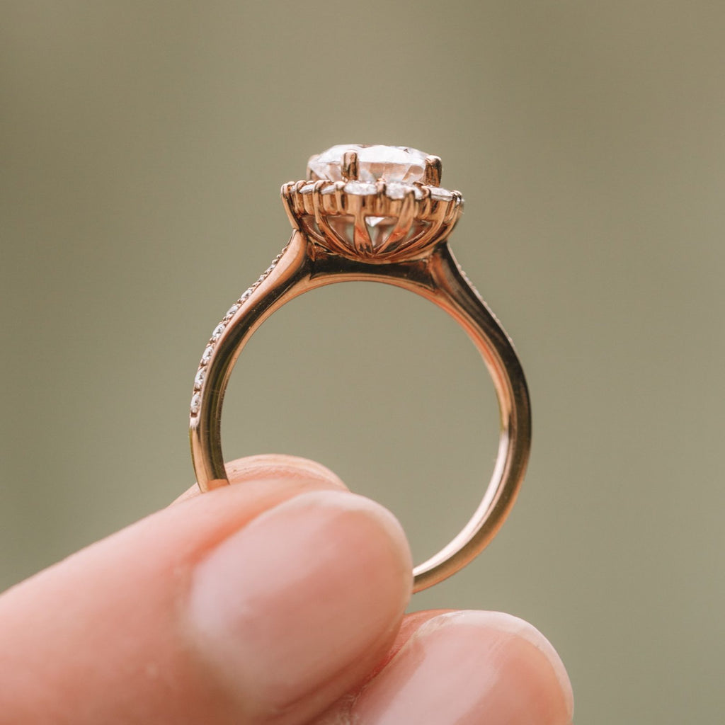 1.35 CT Round Cut Halo Style Moissanite Engagement Ring