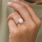 1.35 CT Round Cut Halo Style Moissanite Engagement Ring