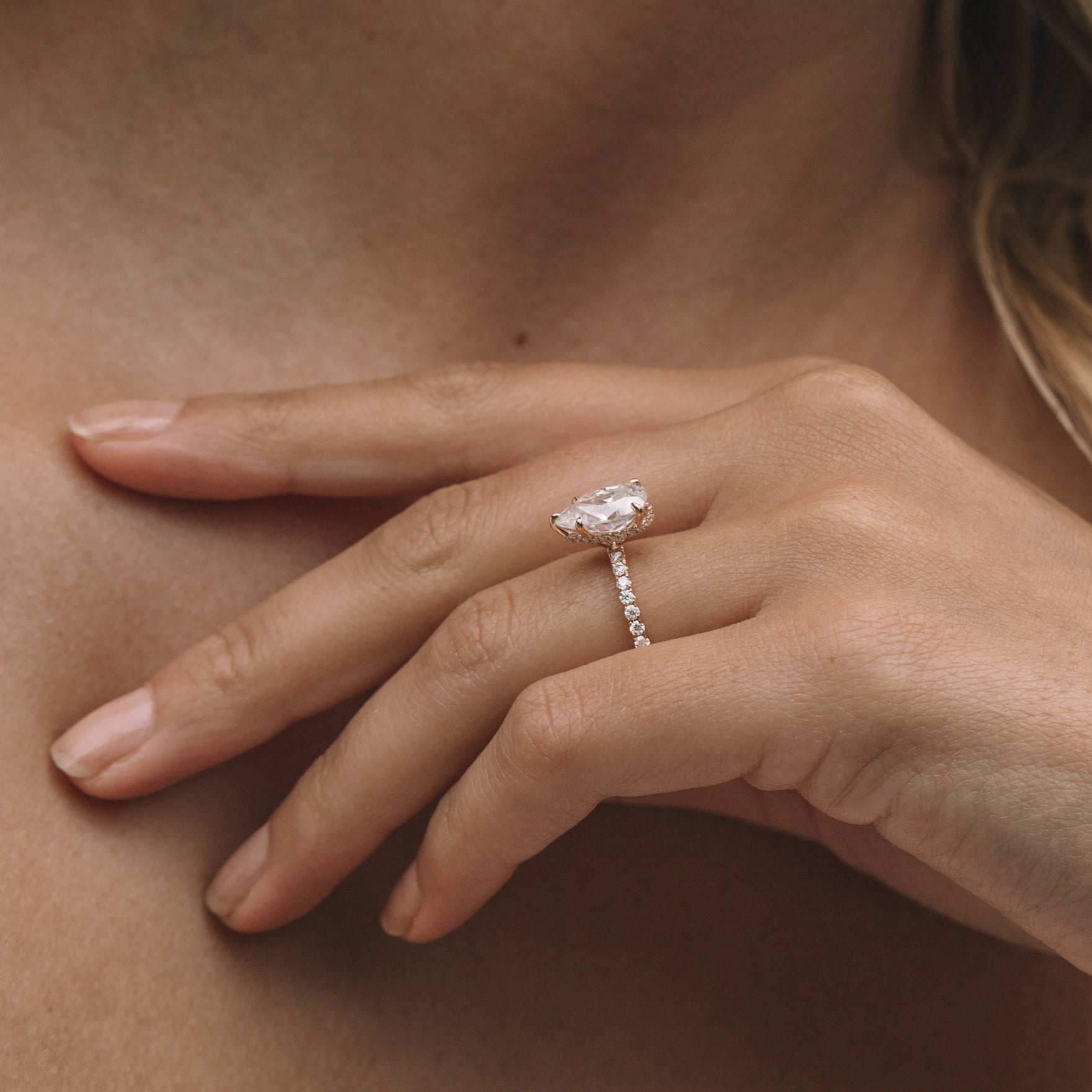 1.80 - 3.80 CT Pear Moissanite Pave Engagement Ring
