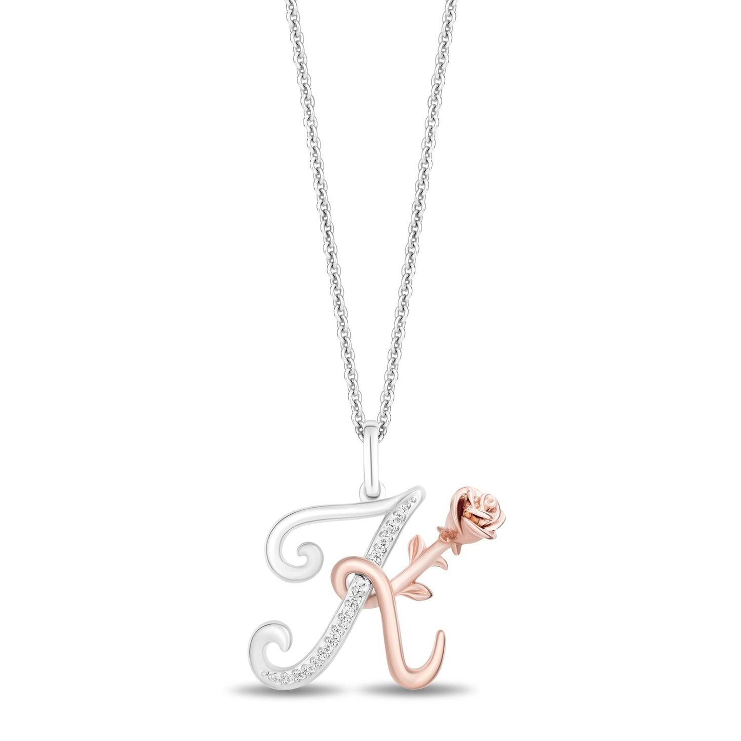 Enchanted Disney Fine Jewelry Diamonds Alphabet A to Z Belle Pendant Necklace