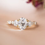 1.33 CT Oval Cut Pave Setting Moissanite Engagement Ring