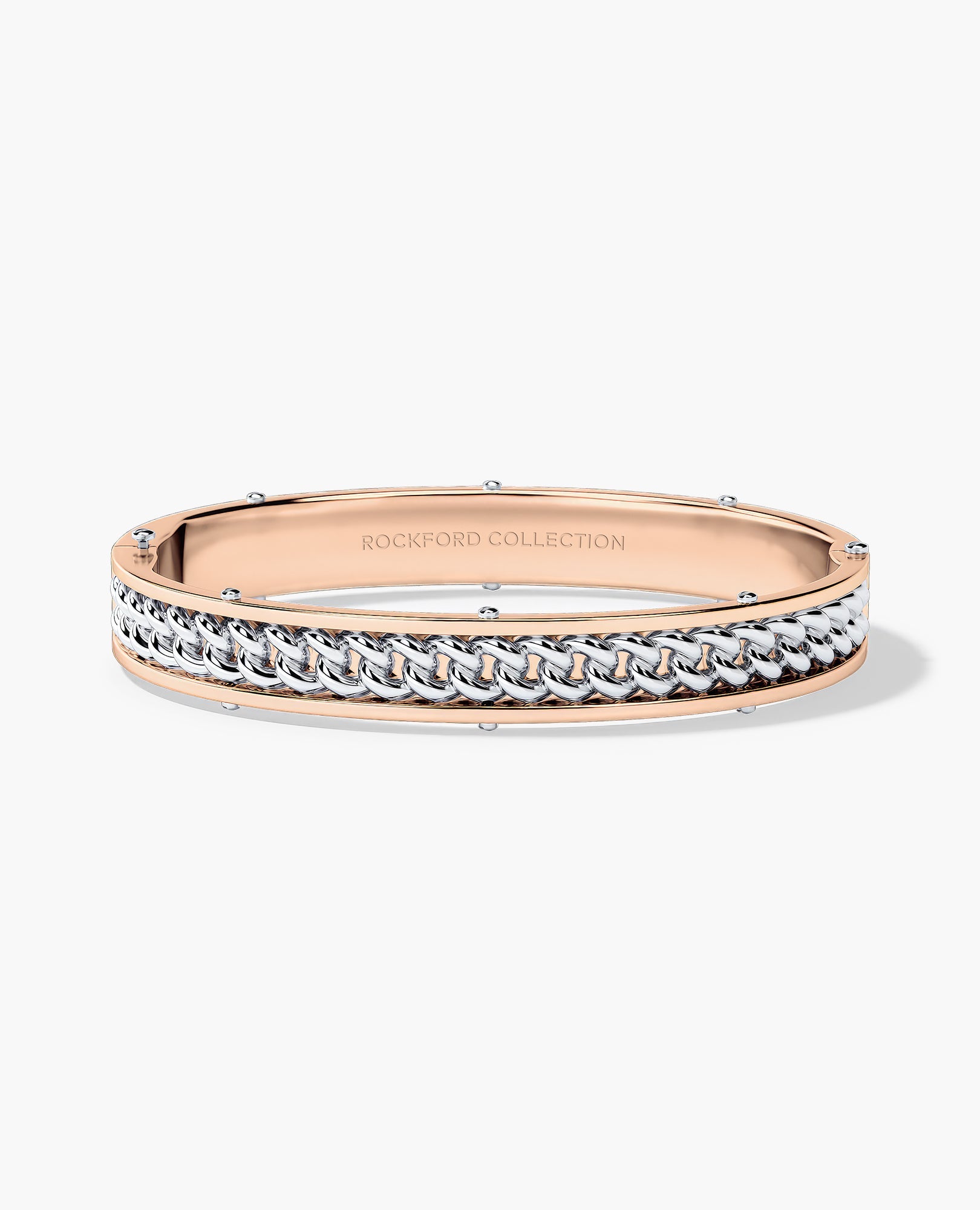 KENSINGTON Two-Tone Gold Cuban Link Bangle Bracelet - 9mm