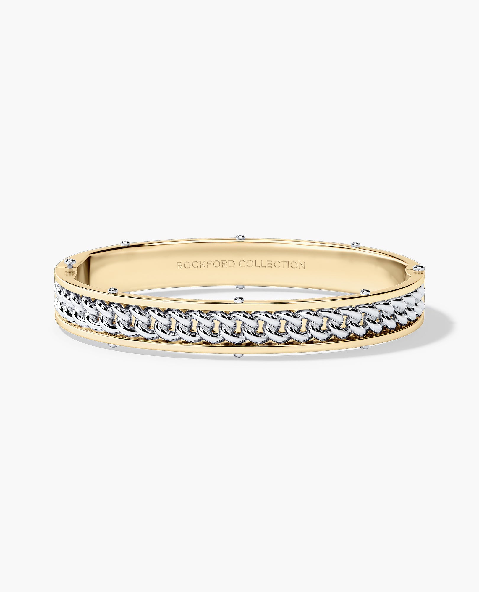 KENSINGTON Two-Tone Gold Cuban Link Bangle Bracelet - 9mm