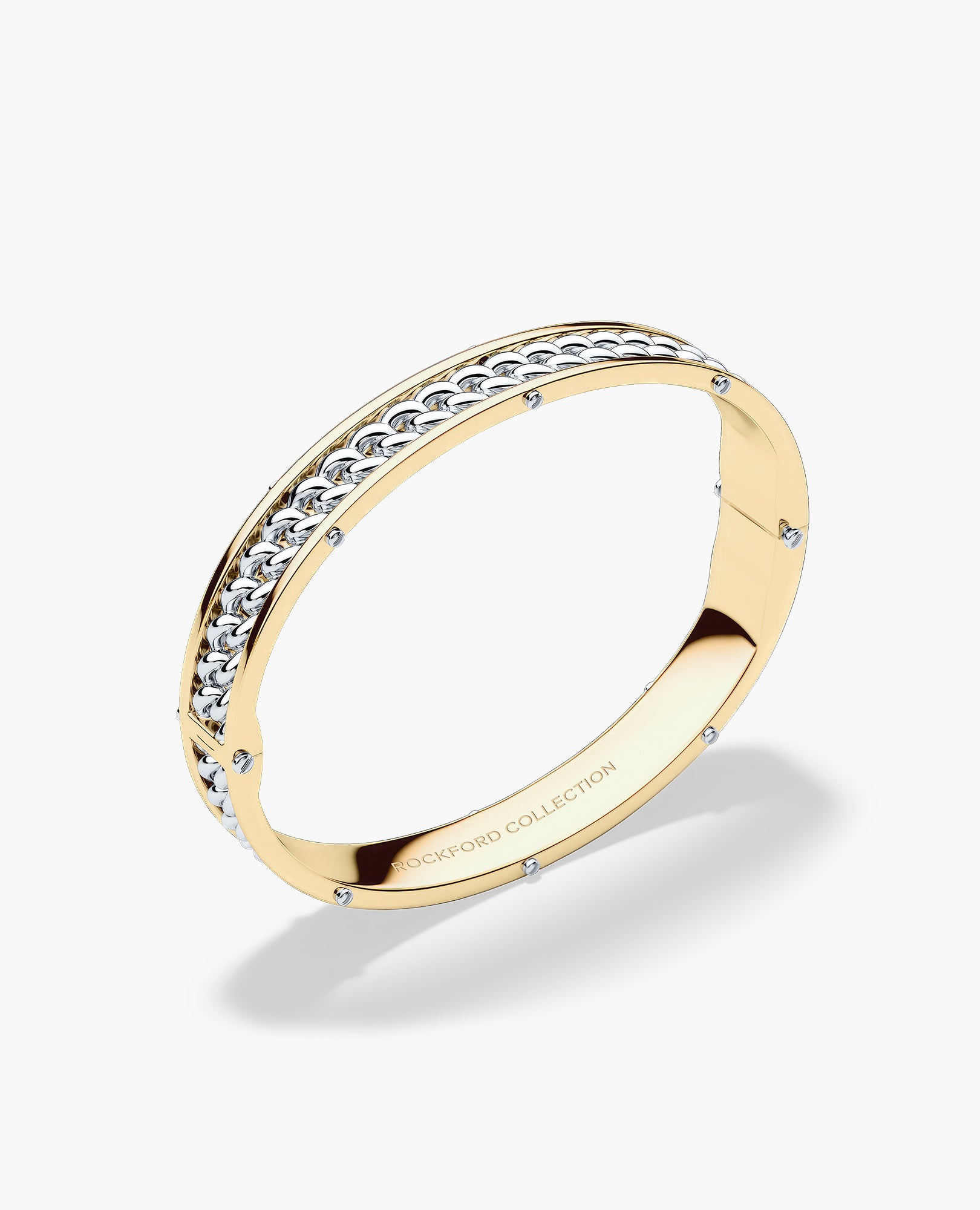 KENSINGTON Two-Tone Gold Cuban Link Bangle Bracelet - 9mm