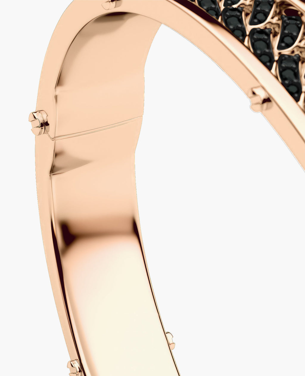 KENSINGTON Gold Cuban Link Bangle Bracelet with Black Diamonds - 9mm