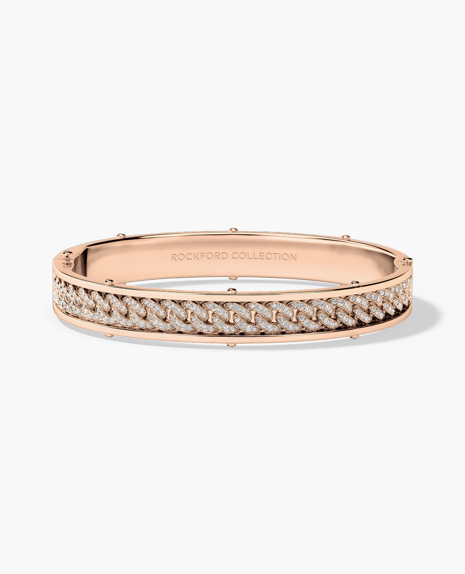 KENSINGTON Gold Cuban Link Bangle Bracelet with Diamonds - 9mm