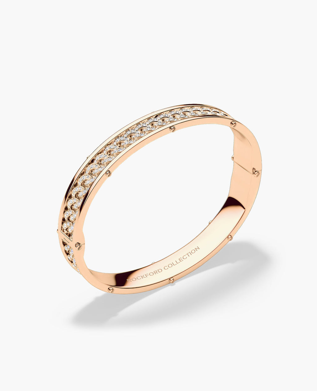 KENSINGTON Gold Cuban Link Bangle Bracelet with Diamonds - 9mm