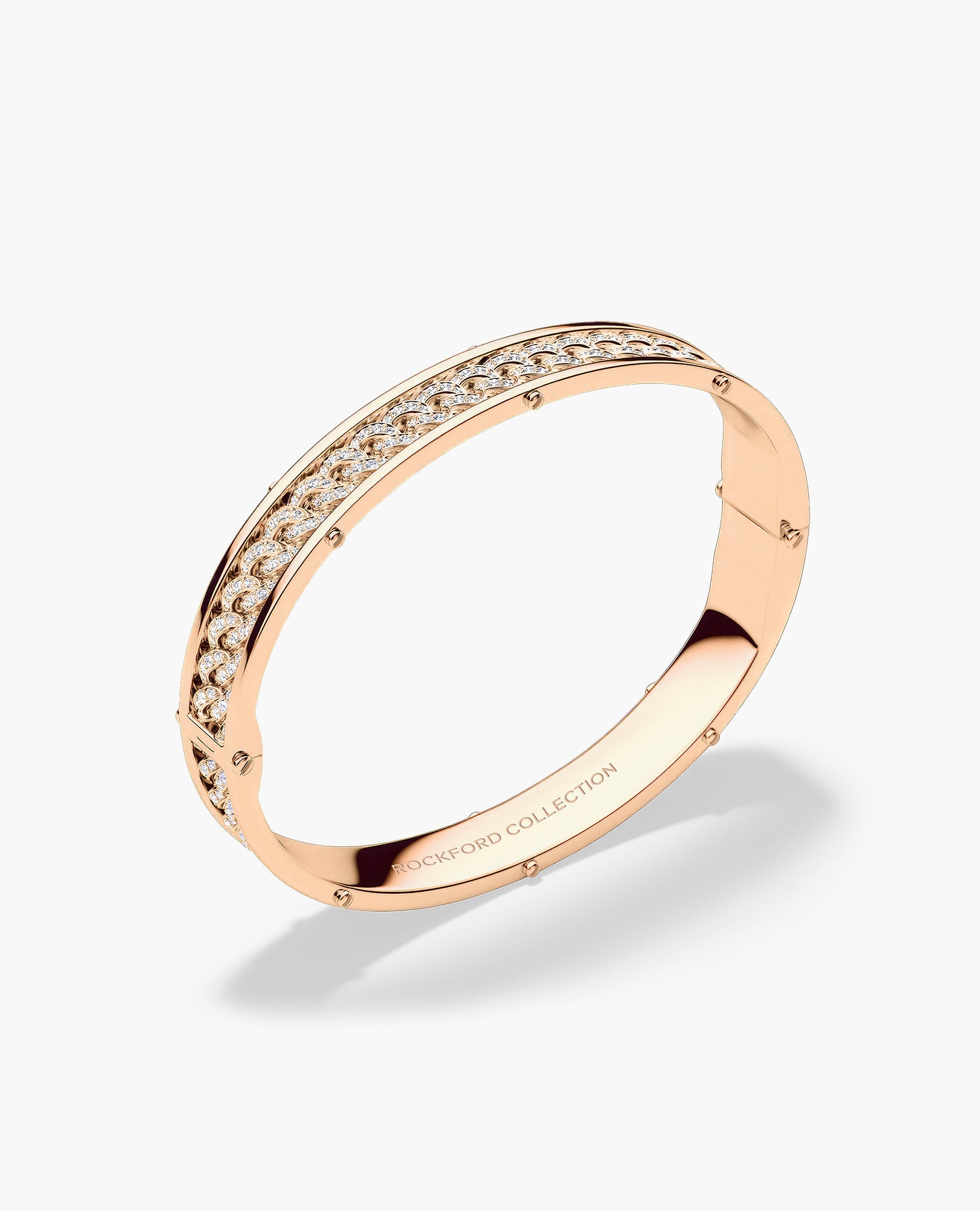 KENSINGTON Gold Cuban Link Bangle Bracelet with Diamonds - 9mm