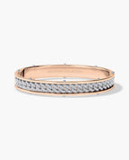 KENSINGTON Two-Tone Gold Cuban Link Bangle Bracelet with Diamonds - 9mm