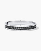 KENSINGTON Gold Cuban Link Bangle Bracelet with Black Diamonds - 9mm