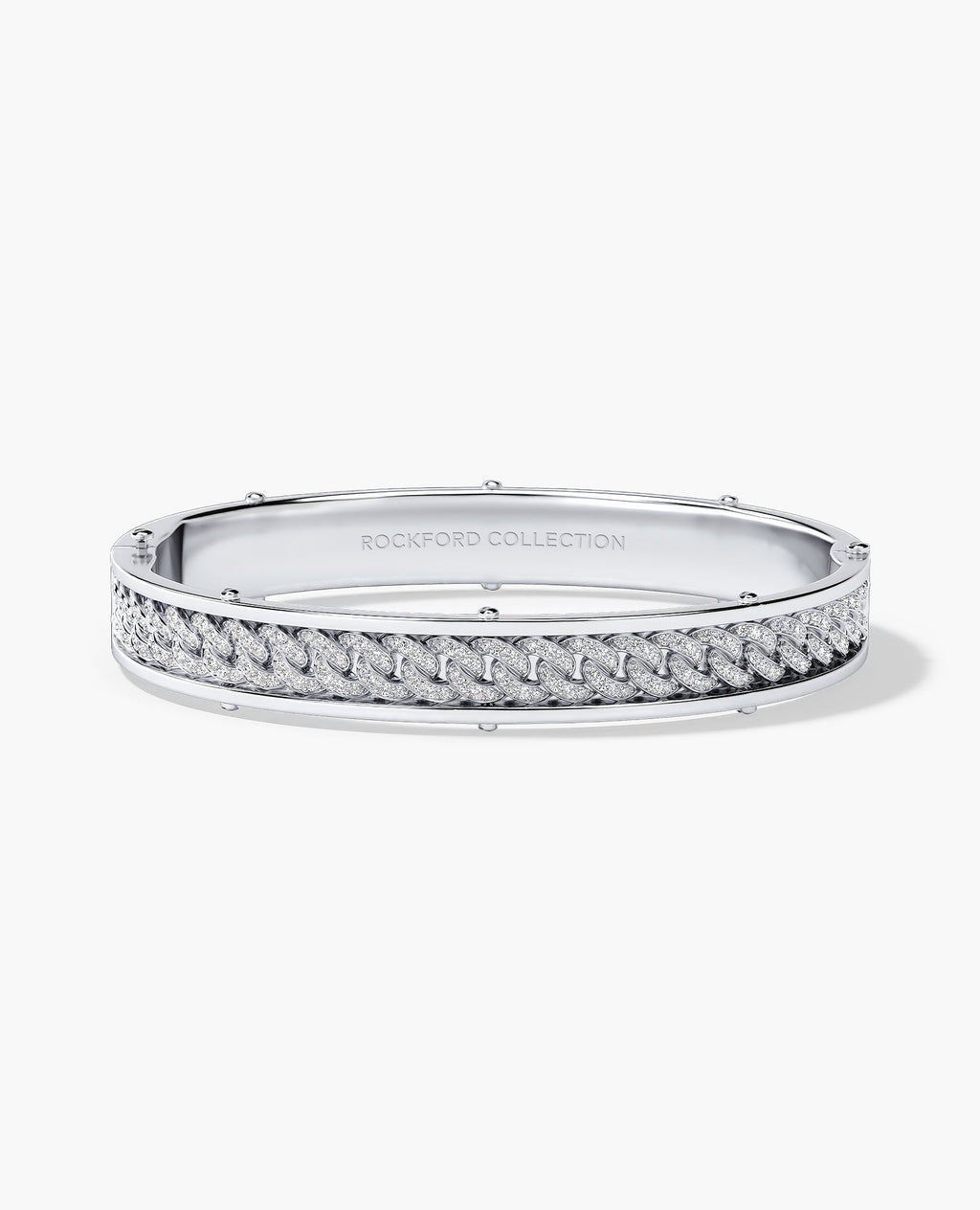 KENSINGTON Gold Cuban Link Bangle Bracelet with Diamonds - 9mm