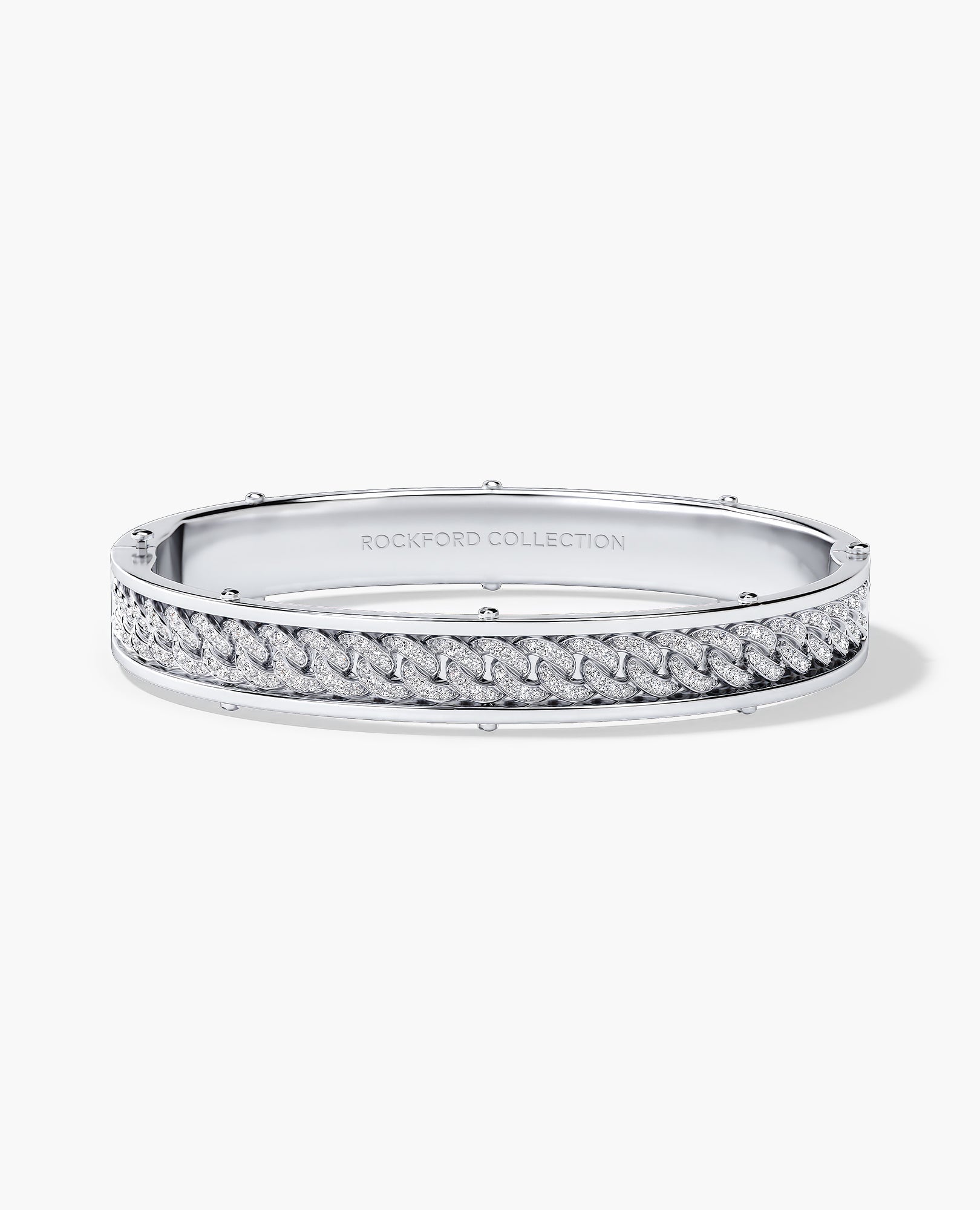 KENSINGTON Gold Cuban Link Bangle Bracelet with Diamonds - 9mm
