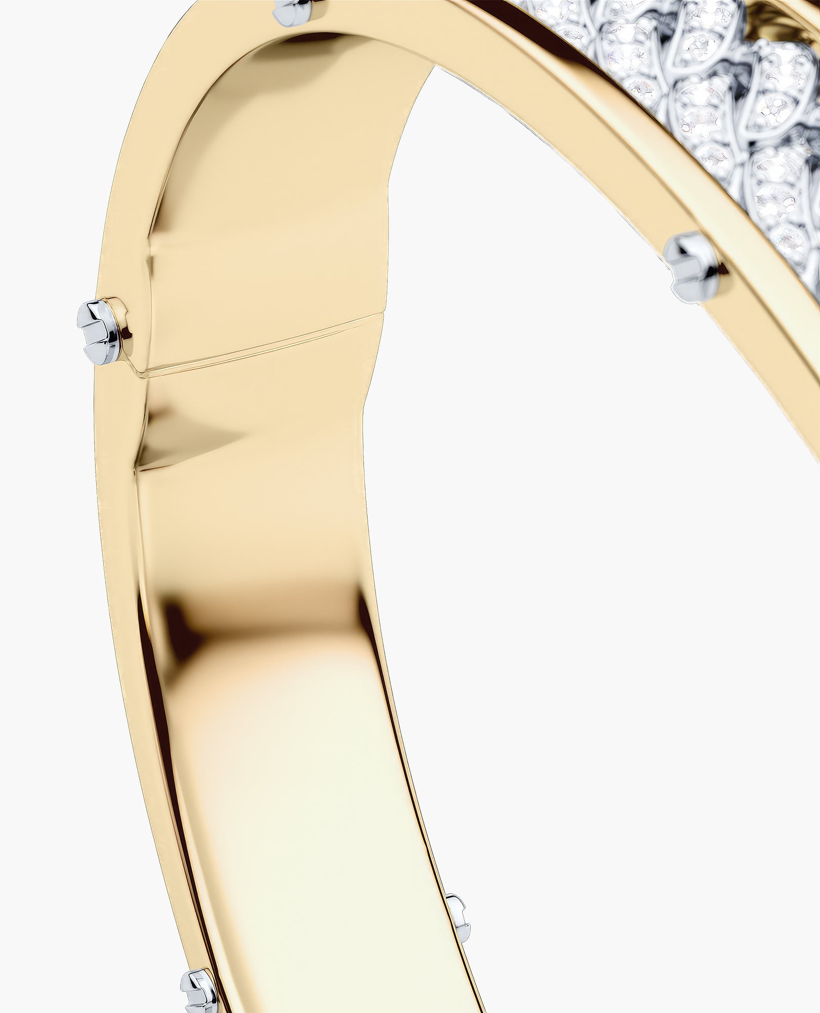 KENSINGTON Two-Tone Gold Cuban Link Bangle Bracelet with Diamonds - 9mm
