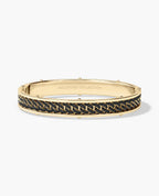 KENSINGTON Gold Cuban Link Bangle Bracelet with Black Diamonds - 9mm