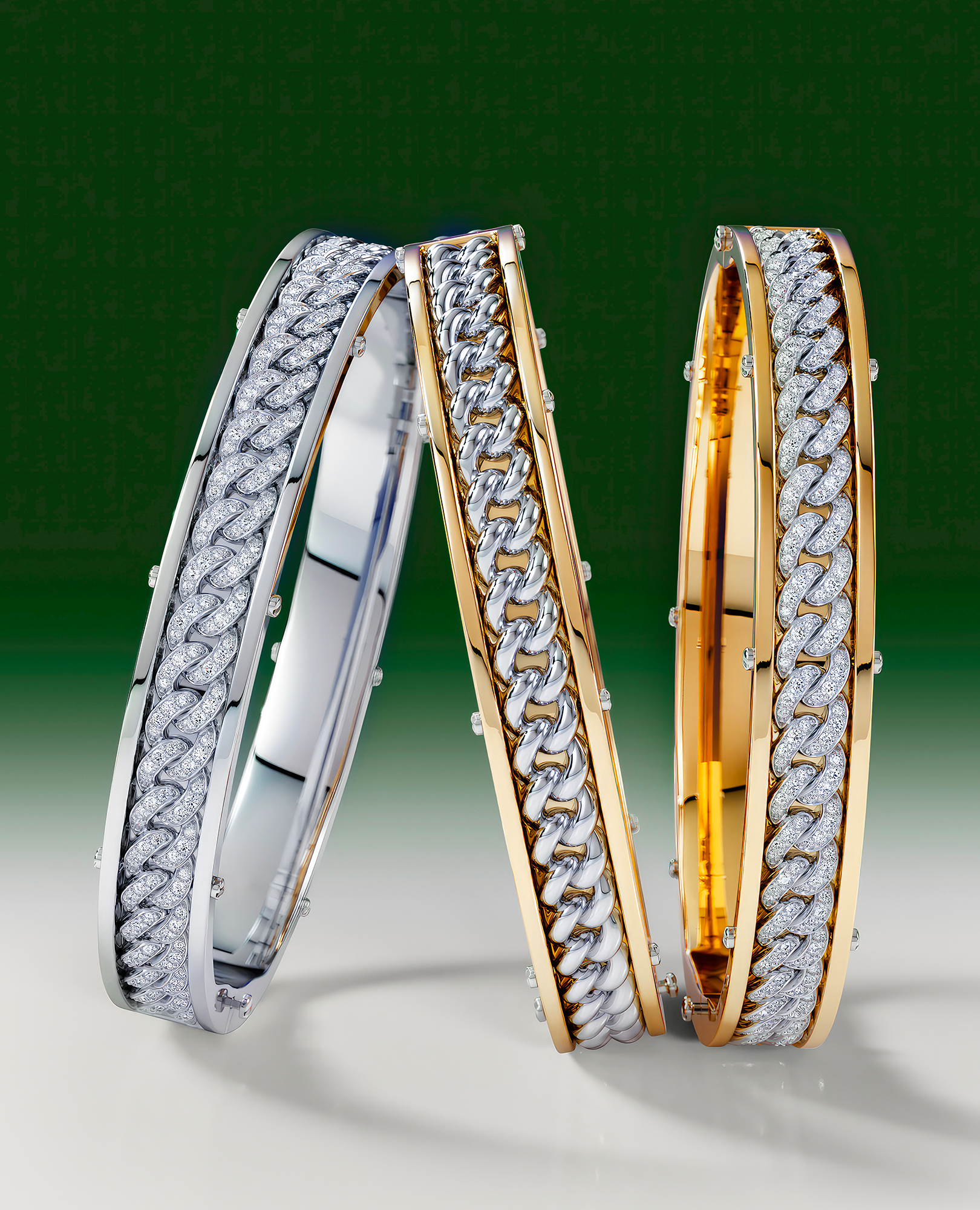 KENSINGTON Two-Tone Gold Cuban Link Bangle Bracelet - 9mm