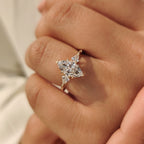 Vintage Style Marquise Diamond Ring with Basket Filigree Details