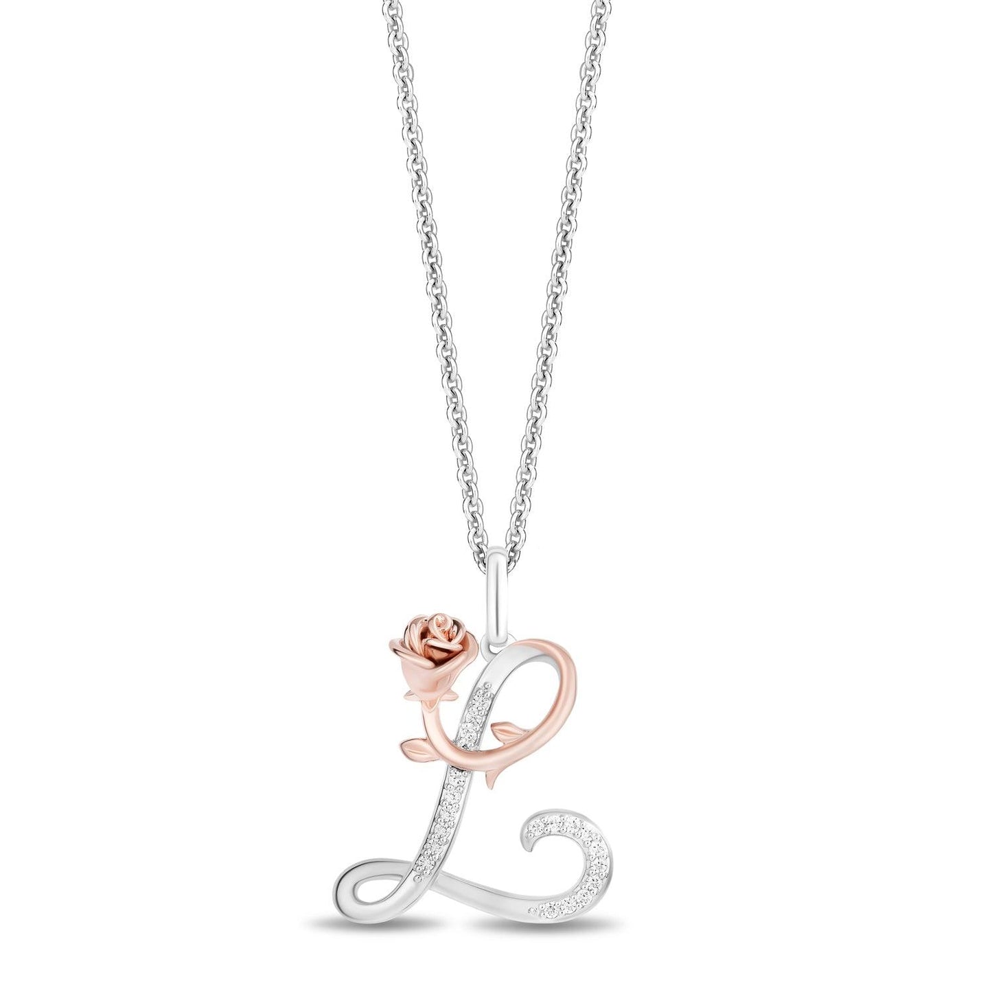 Enchanted Disney Fine Jewelry Diamonds Alphabet A to Z Belle Pendant Necklace