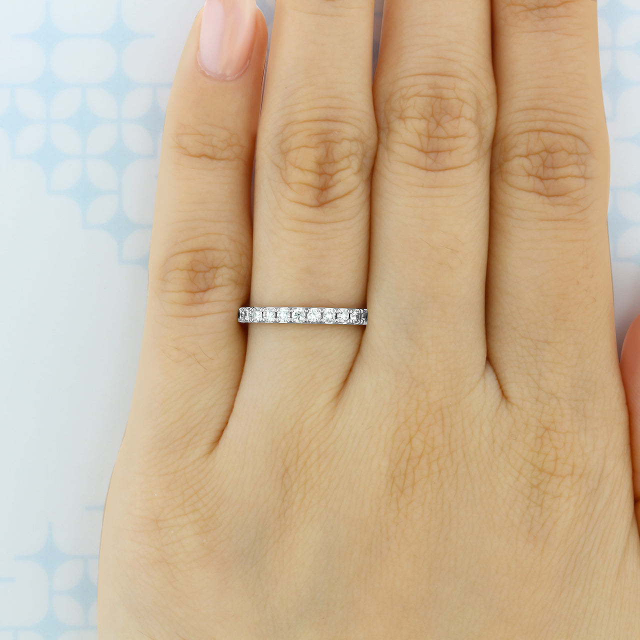 0.80 TCW Round Brilliant Cut Full Eternity Moissanite Wedding Band