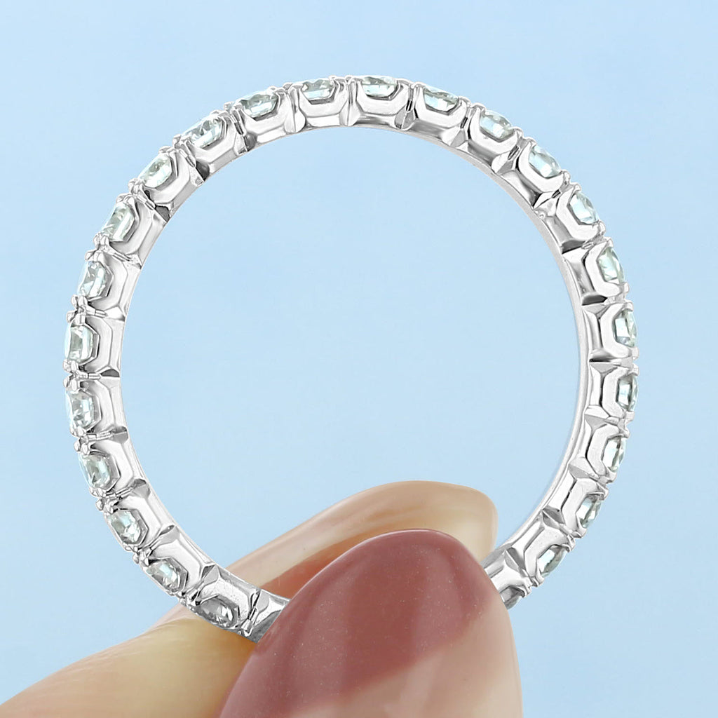 0.80 TCW Round Brilliant Cut Full Eternity Moissanite Wedding Band
