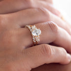 1.93 CT Oval Cut Moissanite Cluster Engagement Ring