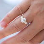 1.93 CT Oval Cut Moissanite Cluster Engagement Ring