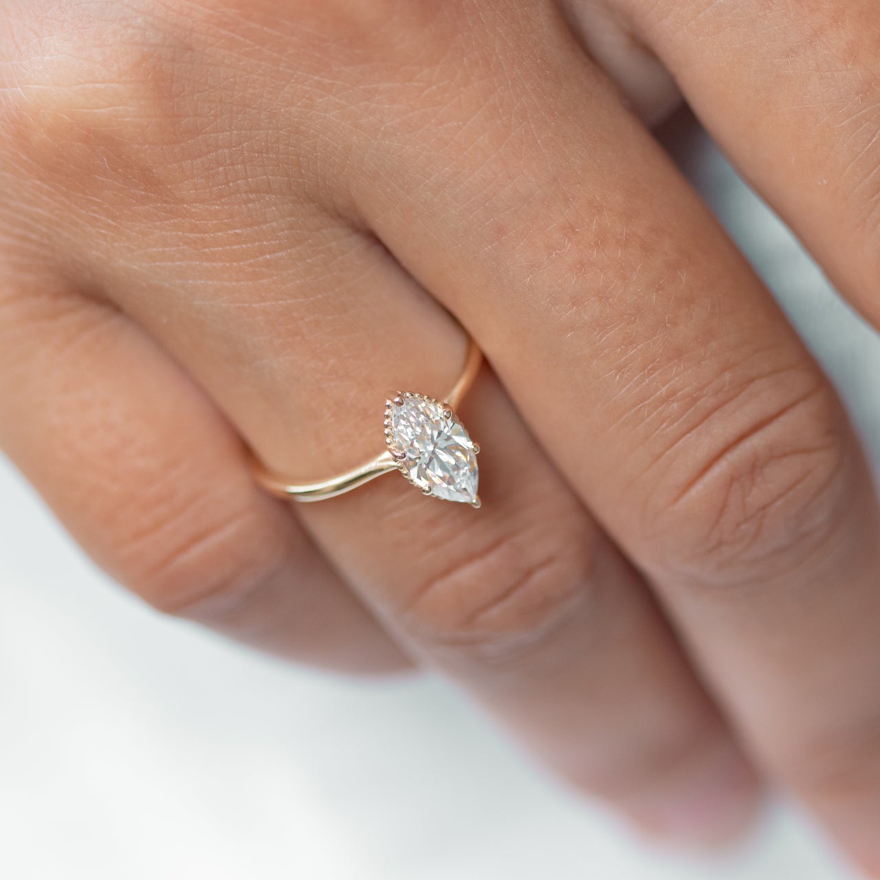 1.0 CT Marquise Cut Solitaire Moissanite Engagement Ring