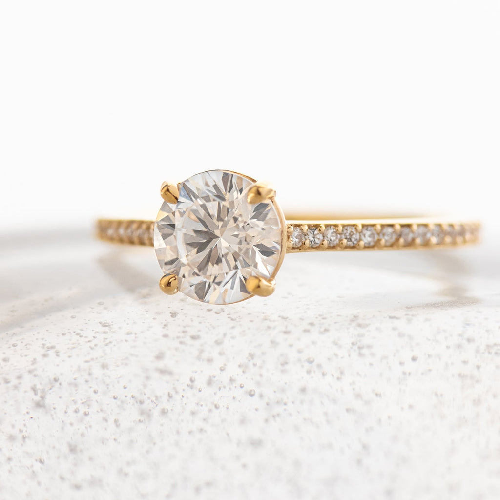 1.0 CT Round Cut Pave Setting Moissanite Engagement Ring