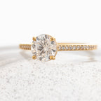 1.0 CT Round Cut Pave Setting Moissanite Engagement Ring