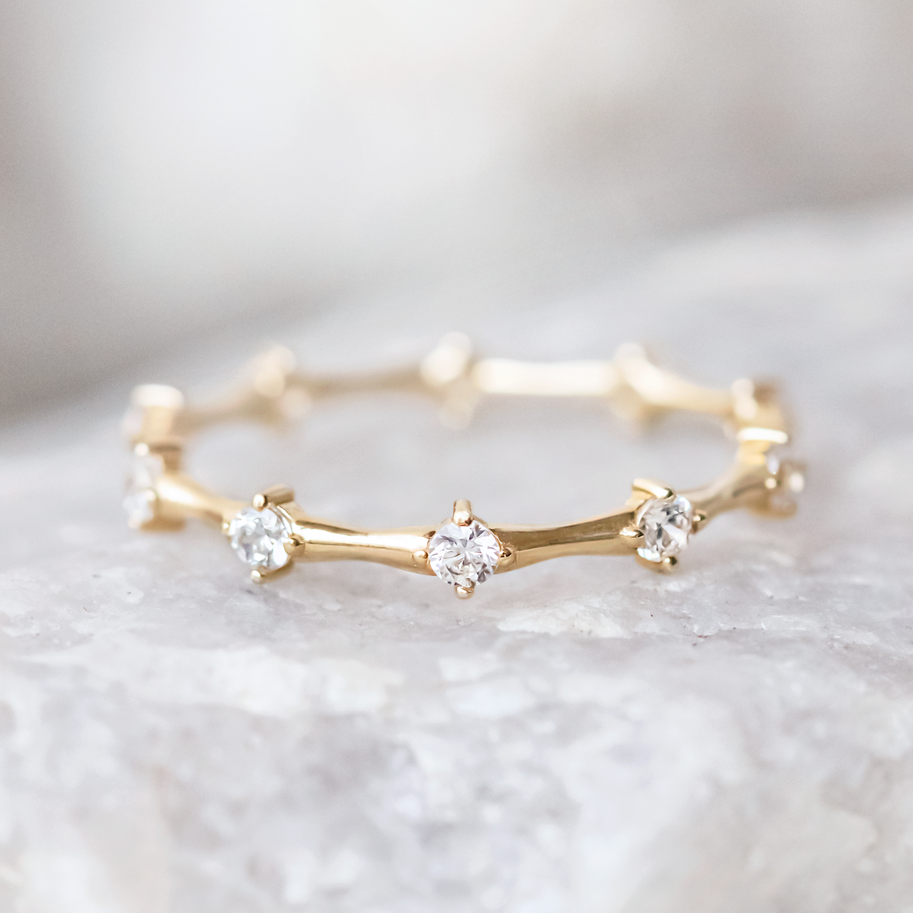 Round Brilliant Cut Dainty Wedding Band Main image