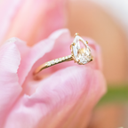 1.33 CT Pear Cut Pave Style Moissanite Engagement Ring