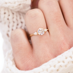 1.0 CT Round Cut Three Stone Style Moissanite Engagement Ring