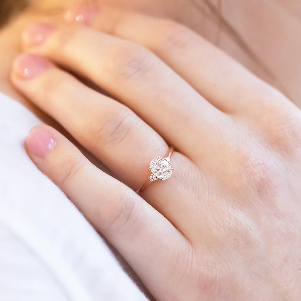 1.33 CT Oval Cut Moissanite Diamond Three Stone Engagement Ring