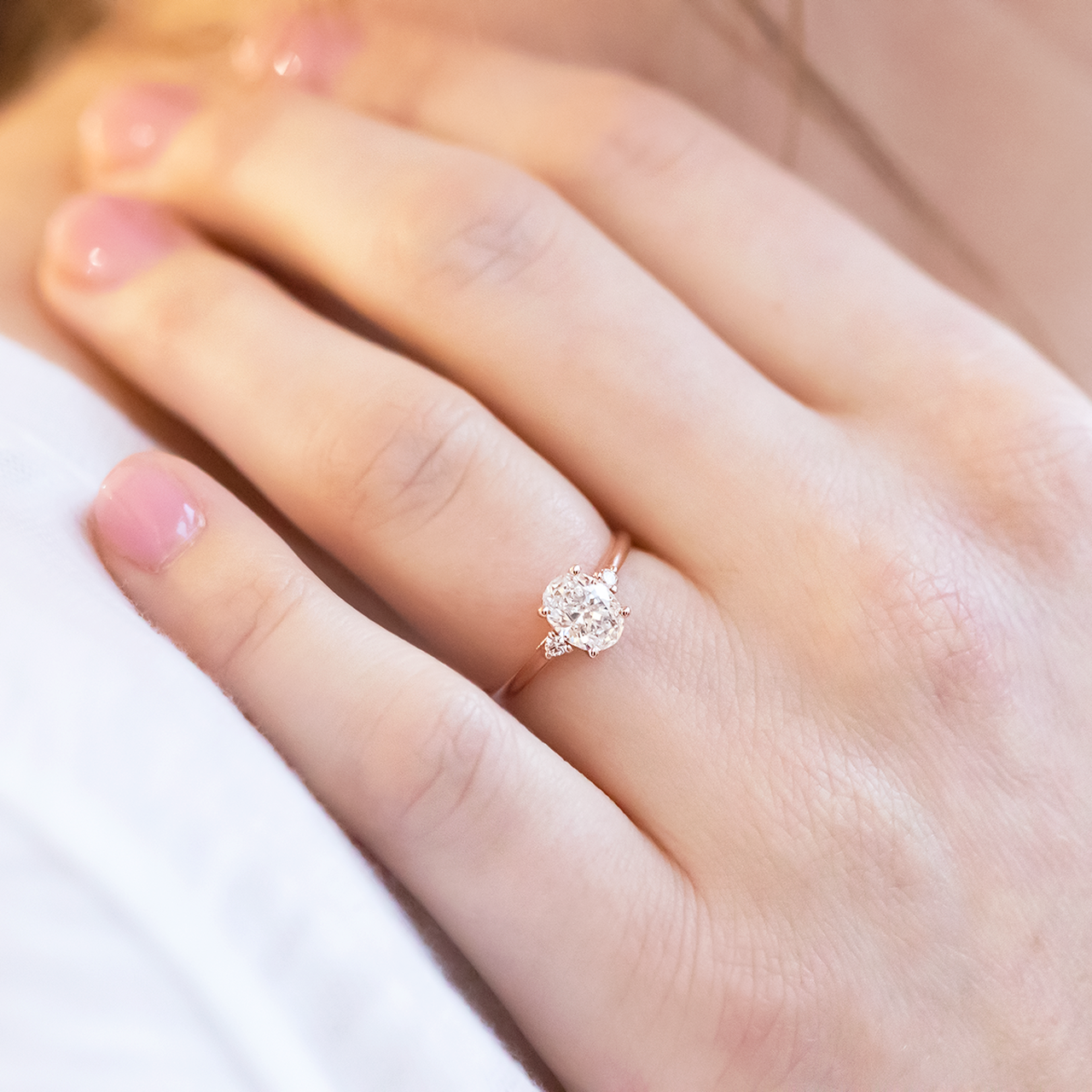 1.33 CT Oval Cut Moissanite Diamond Three Stone Engagement Ring