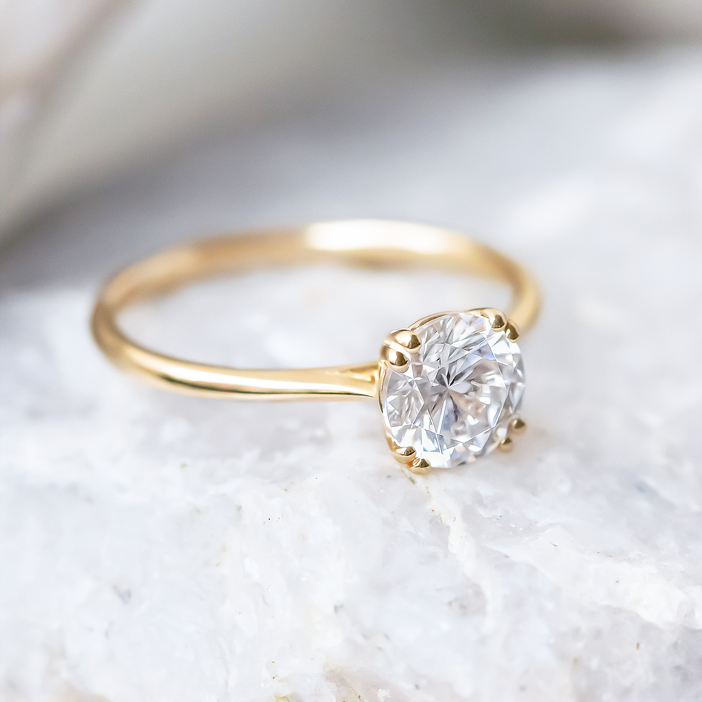 1.20 CT Round Cut Double Claw Prong Moissanite Engagement Ring