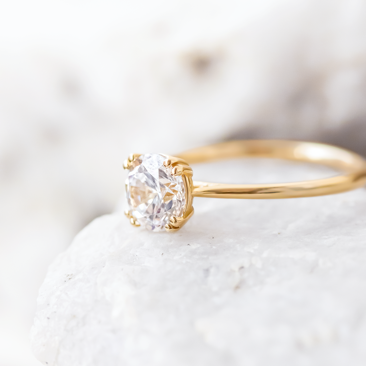 1.20 CT Round Cut Double Claw Prong Moissanite Engagement Ring