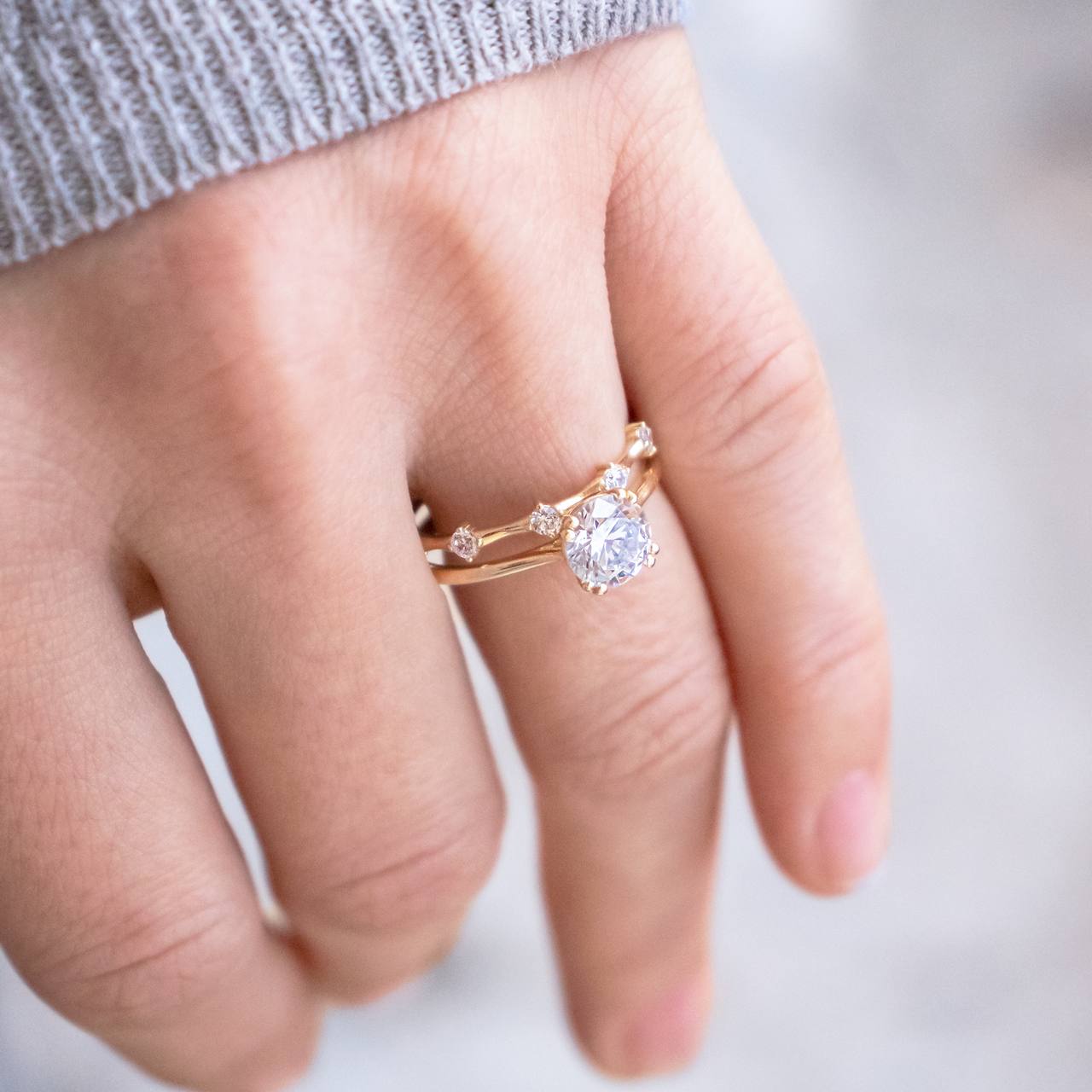 1.20 CT Round Cut Double Claw Prong Moissanite Engagement Ring