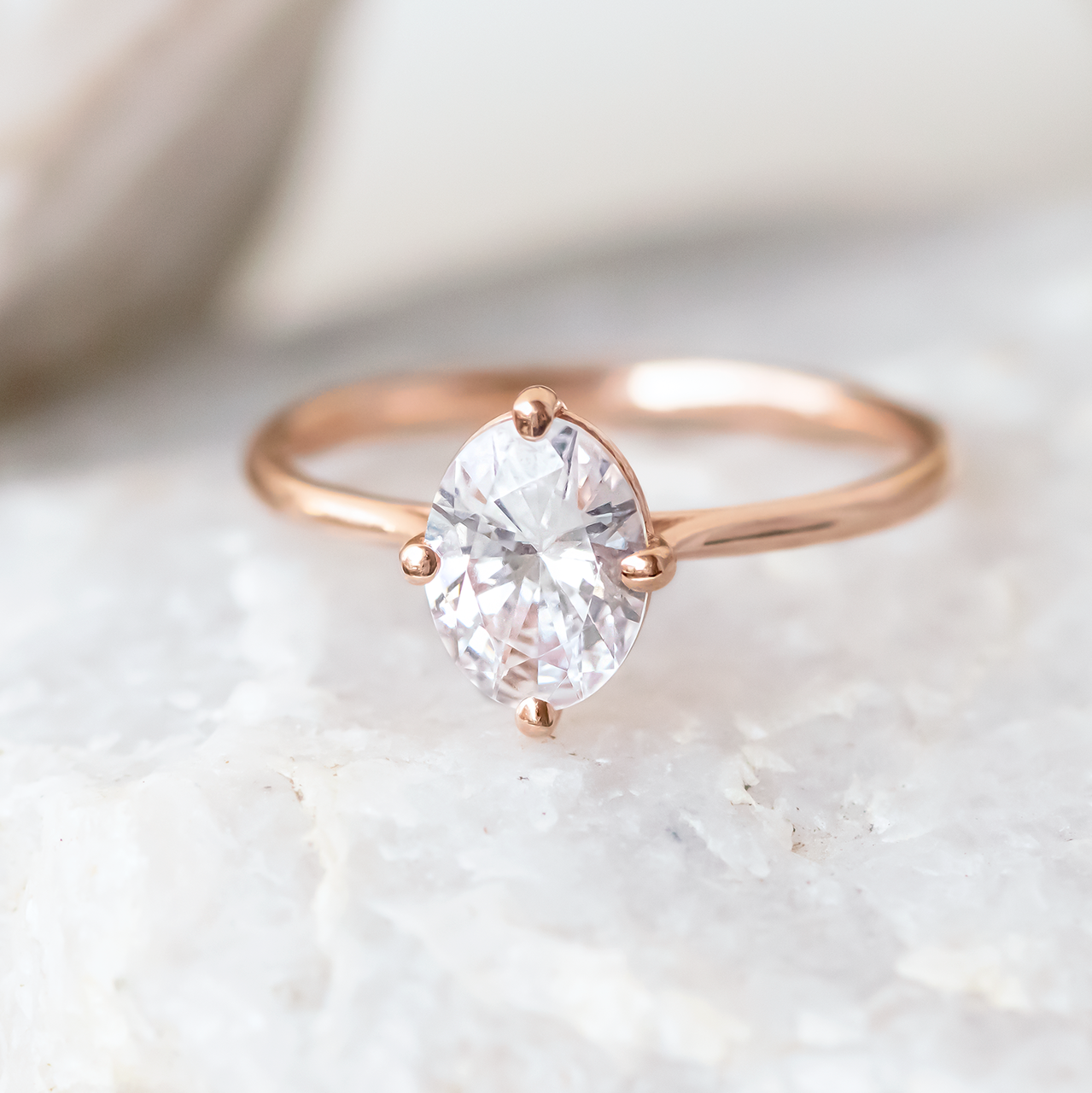 1.33 CT Oval Cut Solitaire Moissanite Engagement Ring
