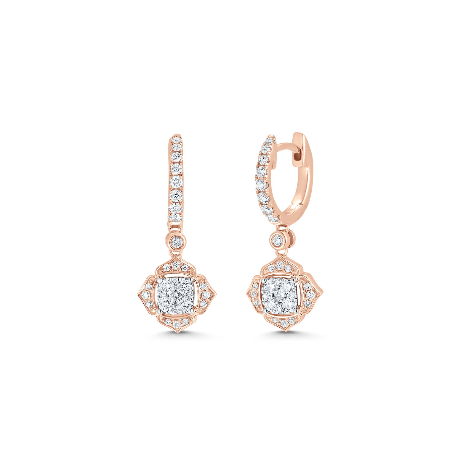 0.58 TCW Round Moissanite Diamond Drop Huggie Earrings