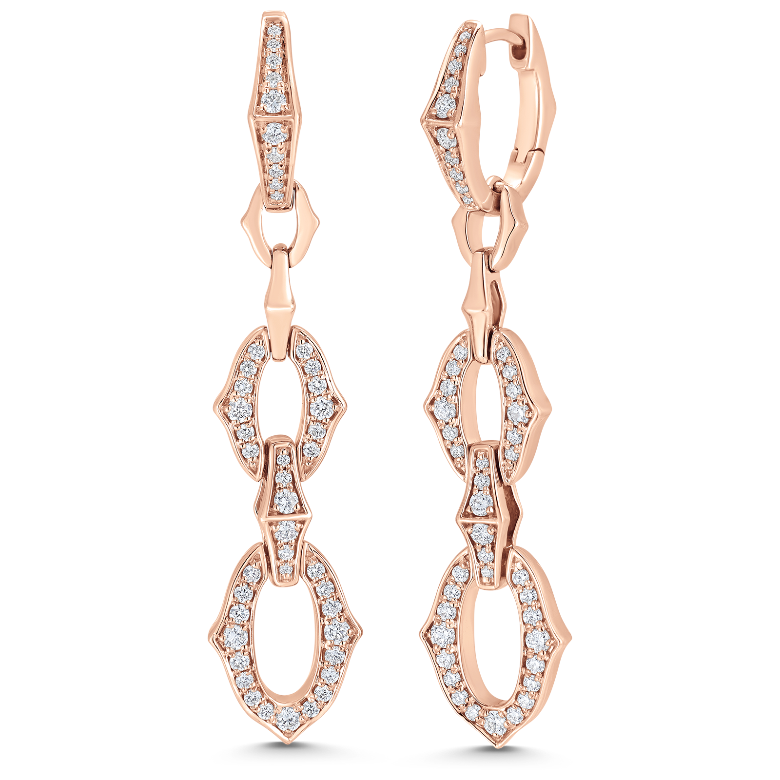 0.70 TCW Round Moissanite Diamond Link Drop Earrings